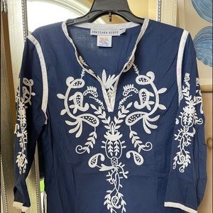 Navy and white tunic Gretchen Scott